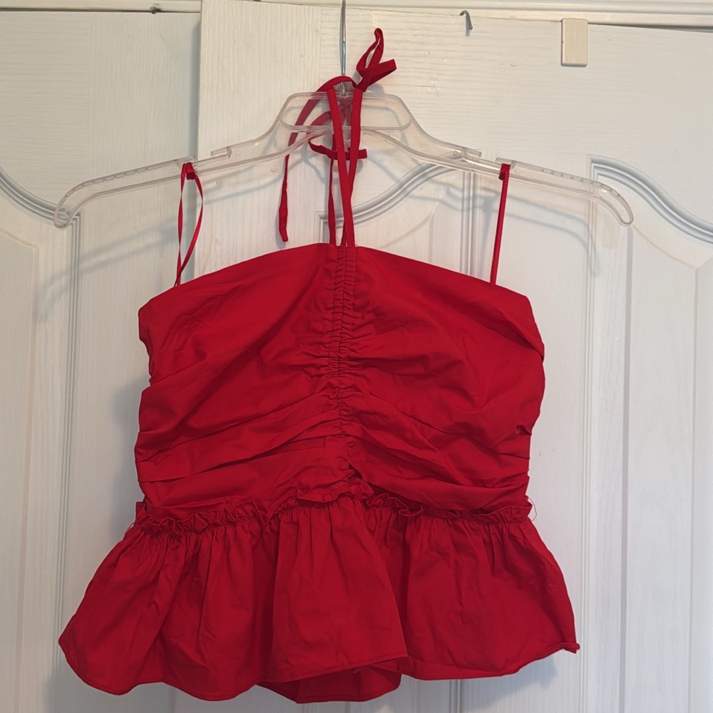Red Scrunch Halter Top